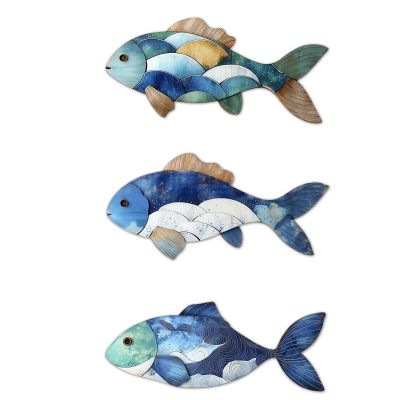 3-Piece Wooden Fish Wall Hanging Set