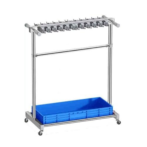 Floor-Standing Stainless Steel Cleaning Tool Cart with Wheels and Water Basin