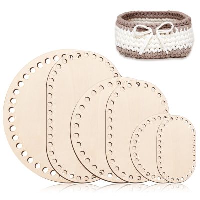 Cheynn Crochet Basket Bases, 6 Wooden Bottoms for DIY Bags