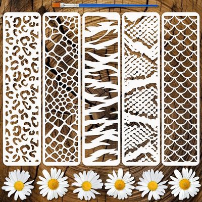 FINGERINSPIRE 5-Piece Animal Pattern Border Stencil Set
