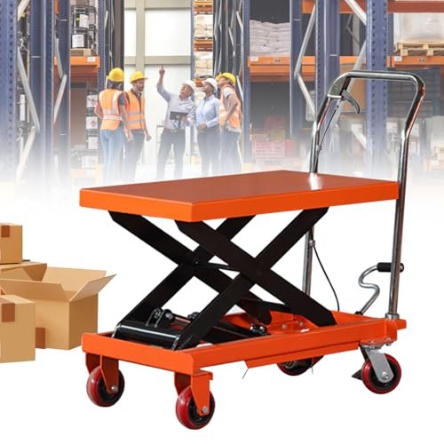 Hydraulic Lift Table Cart, 159 kg Capacity, 127 cm Height, 71.1 x 45.7 cm Platform, Manual Material Handling and Transport, Scissor Design for Easy Mobility