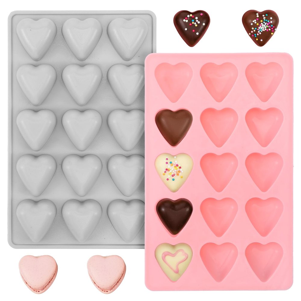 WJIAAA Heart Silicone Molds, 2-Pack