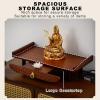 Altar Offering Table, Personal Shrine Table, Bamboo Prayer and Meditation Table with Pull-Out Tray for Small Spaces, Dark Walnut, 60 x 25 x 13 cm view 3