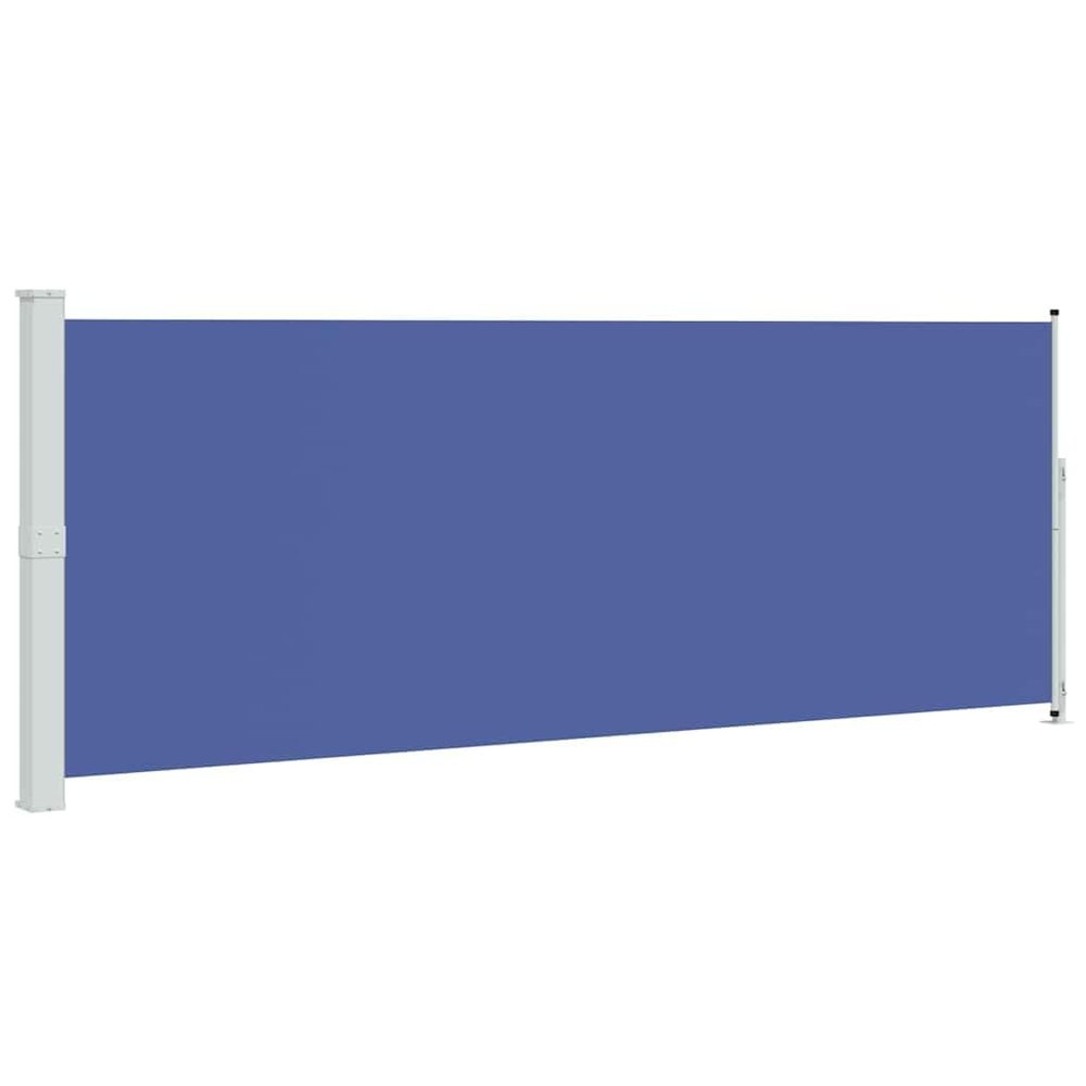 HFXHIJXQ Retractable Side Awning, 300 x 120 cm, Blue, Steel Frame, Wind-Resistant up to 28 km/h, UV Protection