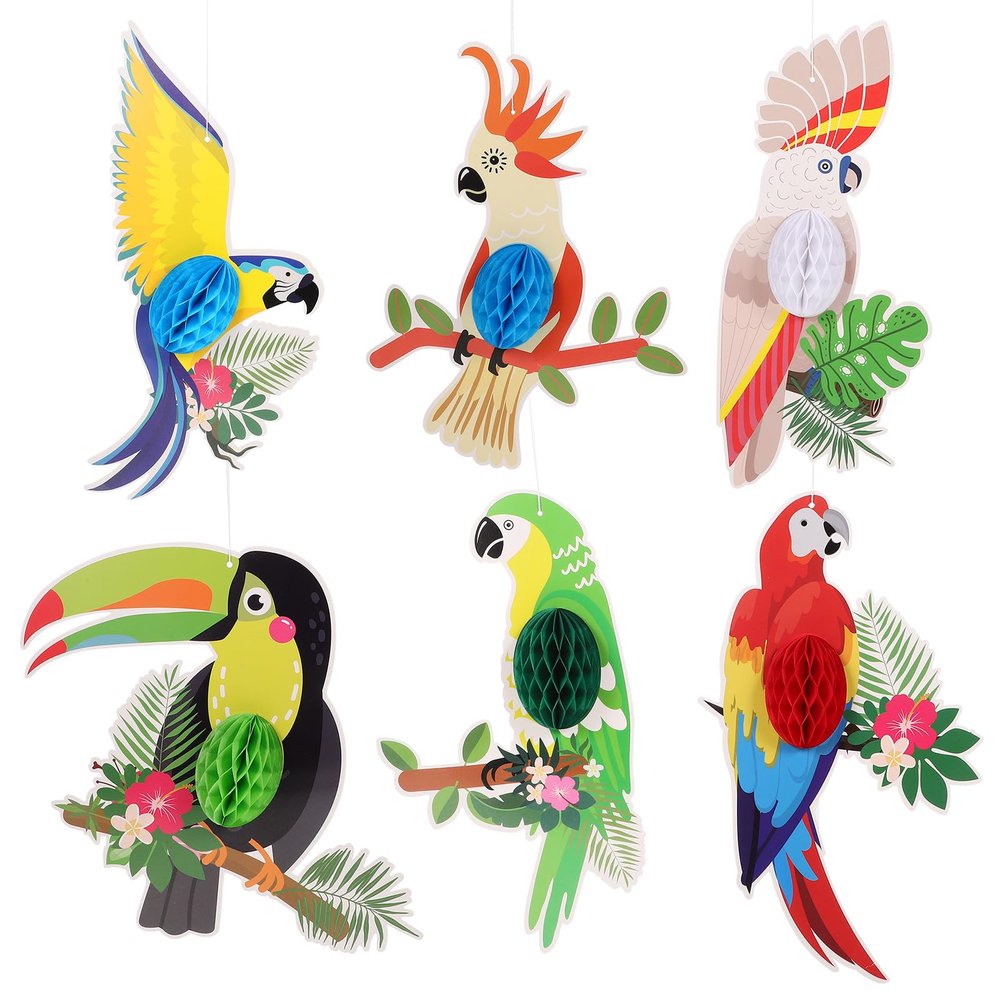 SOIMISS 6-Piece Paper Bird Cutouts with Cotton Hanging Strings