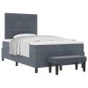 sephironlbb Box-Spring Bed with Mattress, Dark Gray, 47 x 75 in, Velvet view 2