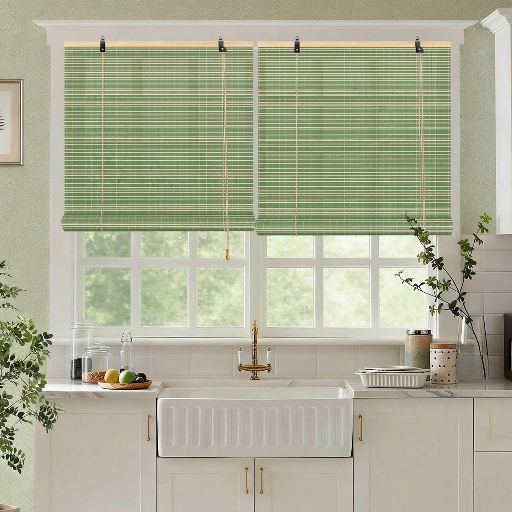 YYDPSHH Green Bamboo Shades