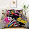 4-Season Duvet 200 x 200 cm with Geisha Graffiti Pattern and 2 Pillowcases view 1