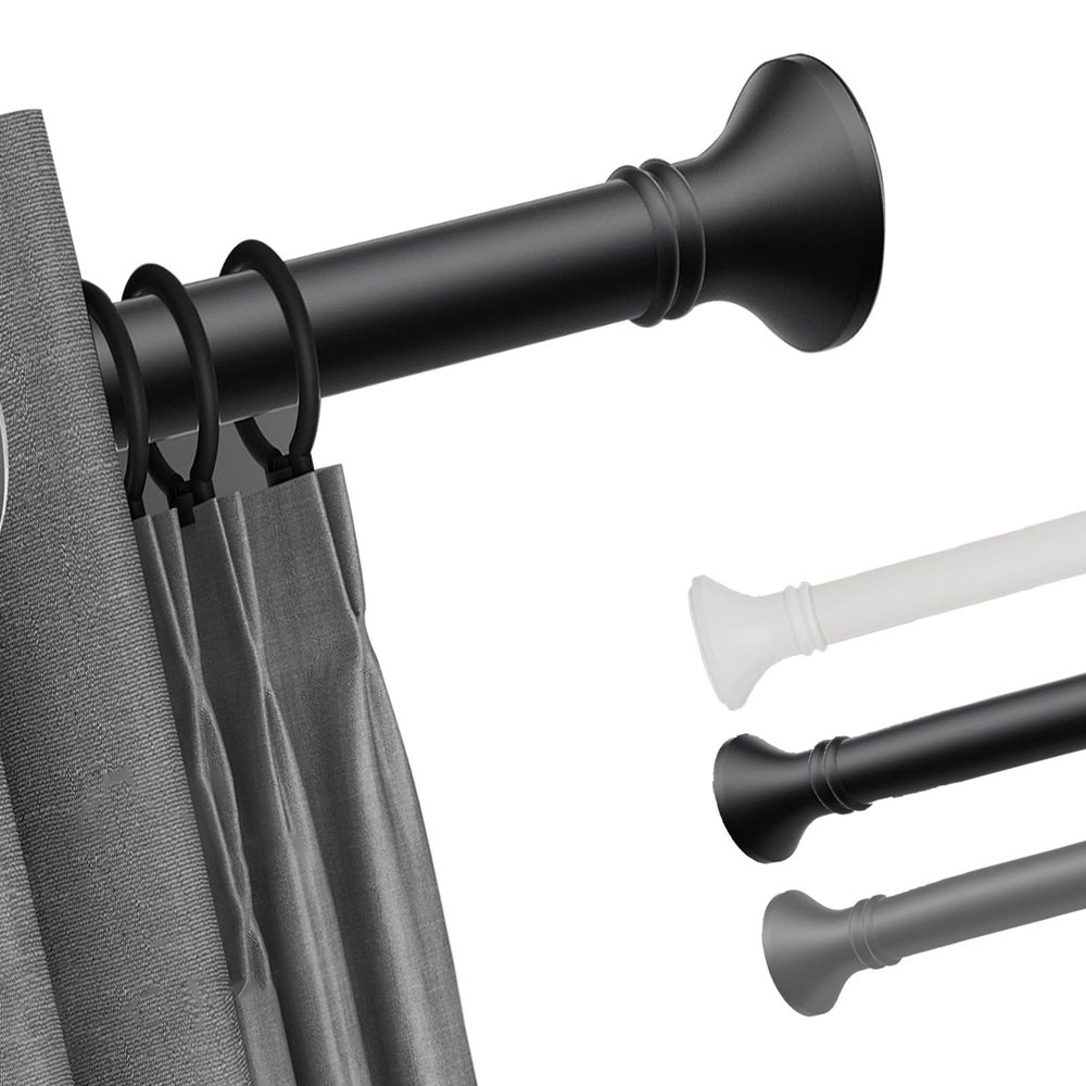 Tension Rod, No Drilling, 260–350 cm, Black
