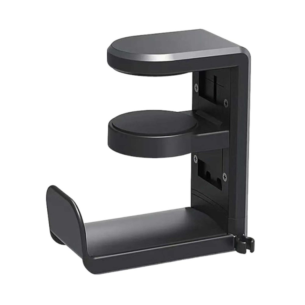 CHANGYUE Adjustable Clamp-On Headphone Holder with Cable Clip, 360° Swivel Joint, Black