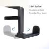 CHANGYUE Adjustable Clamp-On Headphone Holder with Cable Clip, 360° Swivel Joint, Black view 3