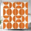 UUZEAI Mid-Century Modern Orange Geometric Shower Curtain, 75 x 200 cm, with Hooks view 2