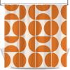 UUZEAI Mid-Century Modern Orange Geometric Shower Curtain, 75 x 200 cm, with Hooks view 3
