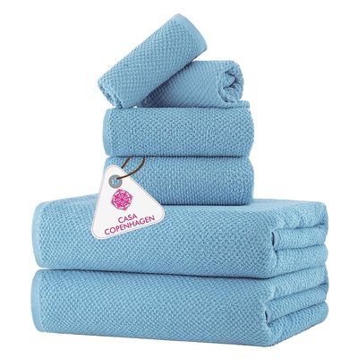 Casa Copenhagen 6-Piece Bath Towel Gift Set, 600 g/m, Dusty Blue