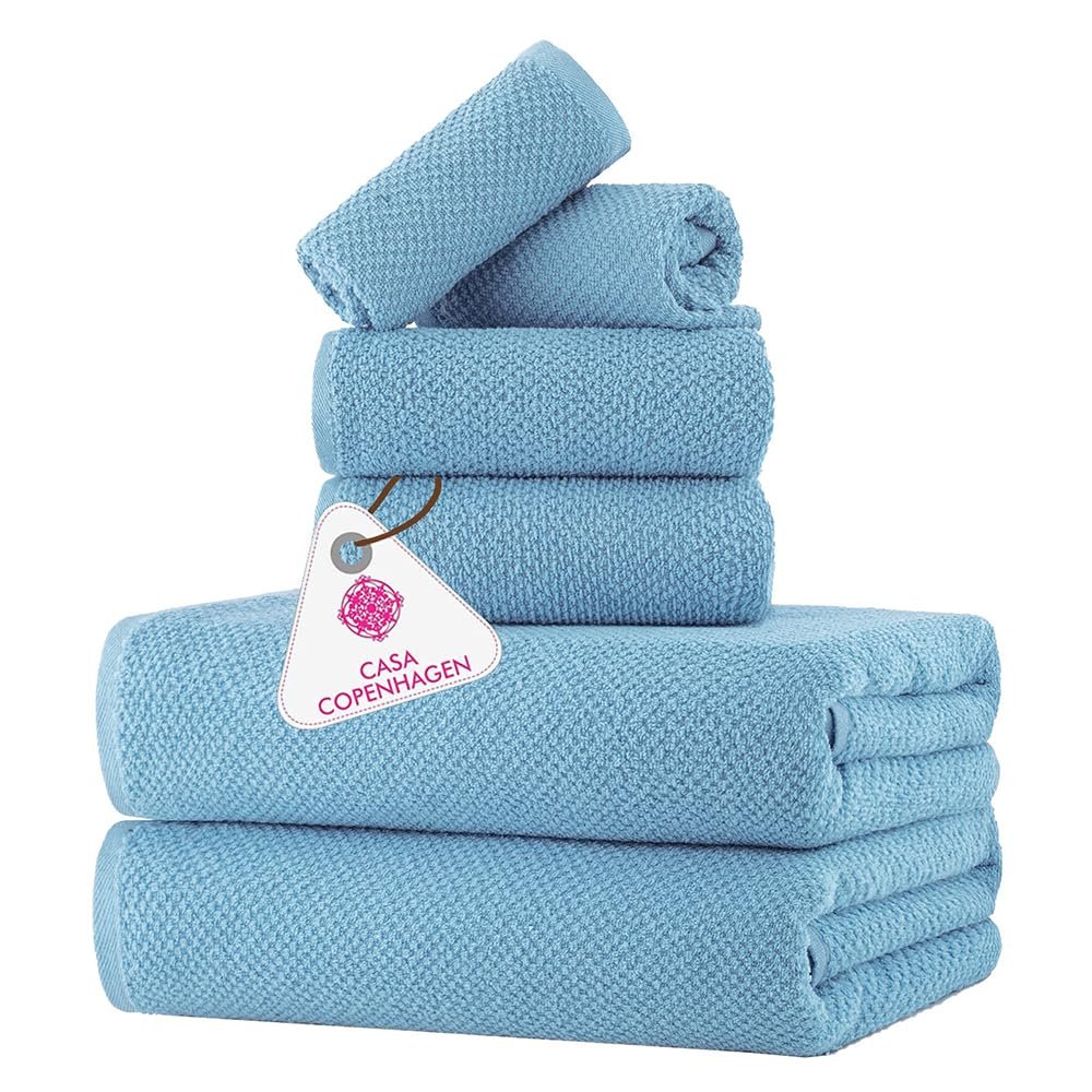 Casa Copenhagen 6-Piece Bath Towel Gift Set, 600 g/m, Dusty Blue