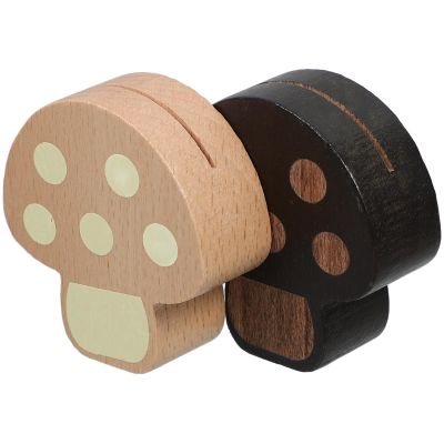 Healifty 2-Pack Wooden Memo Clips - Mushroom Shape