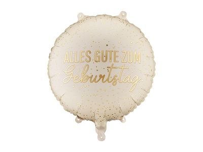 Birthday Foil Balloon - Round 35x35cm - Cream Gold
