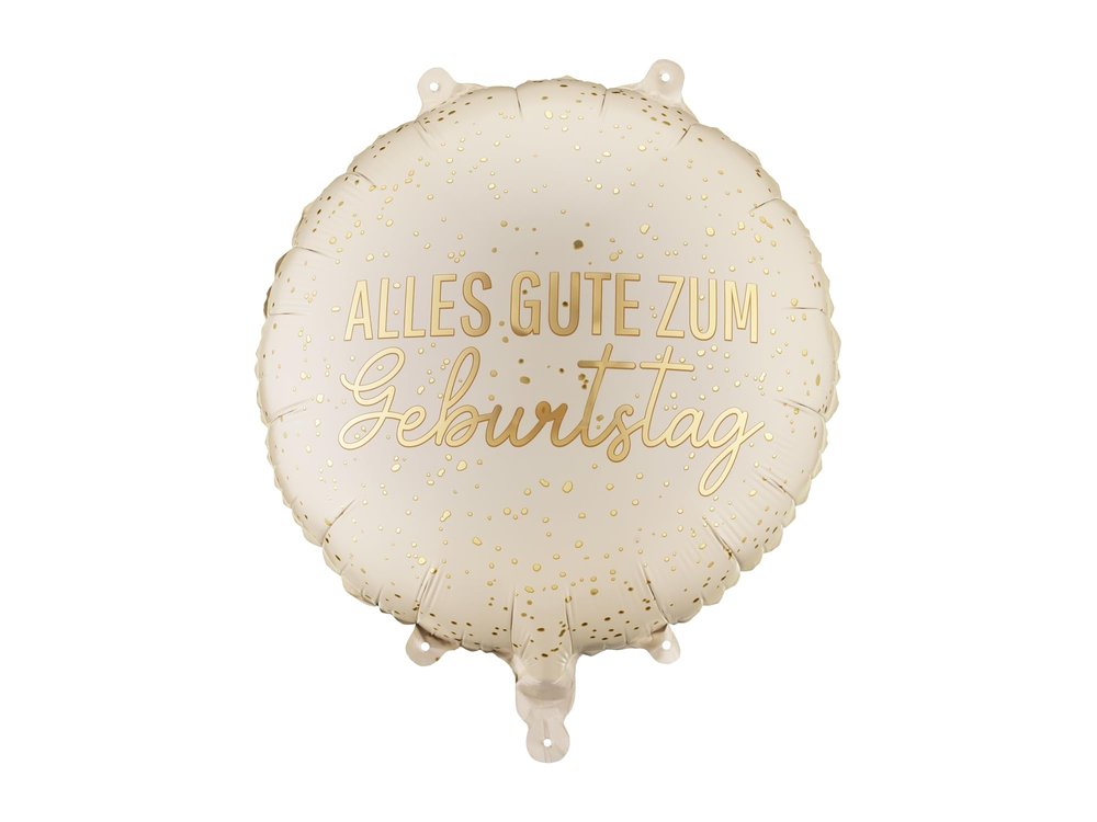 Birthday Foil Balloon - Round 35x35cm - Cream Gold