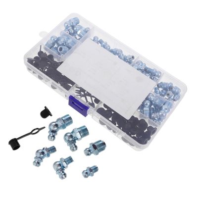 SHINEOFI 120-Piece Metal and Rubber Grease Fitting Set with Dust Caps