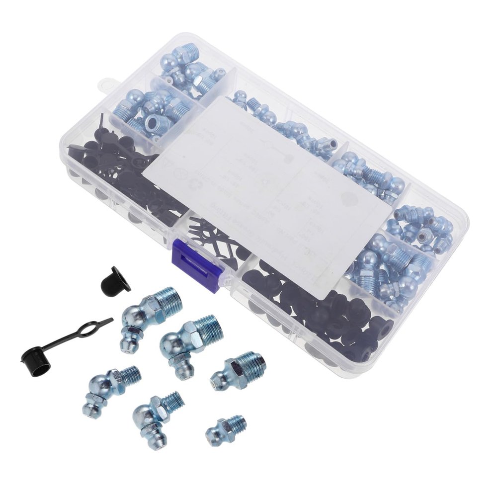 SHINEOFI 120-Piece Metal and Rubber Grease Fitting Set with Dust Caps