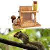 BEAZOOM Wooden Squirrel Feeder with Flexible Roof, Wall-Mounted, Brown view 3