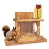 BEAZOOM Wooden Squirrel Feeder with Flexible Roof, Wall-Mounted, Brown view 4