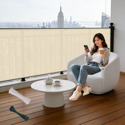 Balcony Privacy Screen 60 x 170 cm, HDPE 220 g/m², Cream