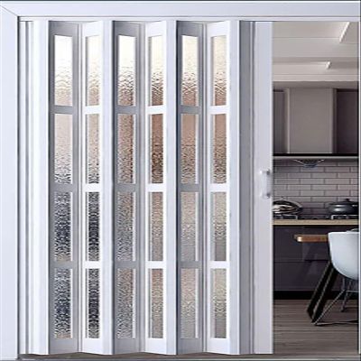 Pounjsd White Accordion Folding Door, 180–210 cm High