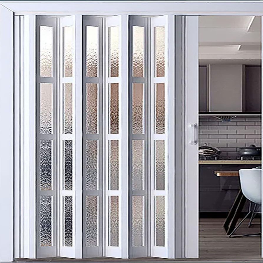Pounjsd White Accordion Folding Door, 180–210 cm High