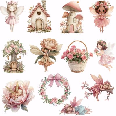 SUPERDANT 12-Pack Pink Fairy Iron-On Transfers