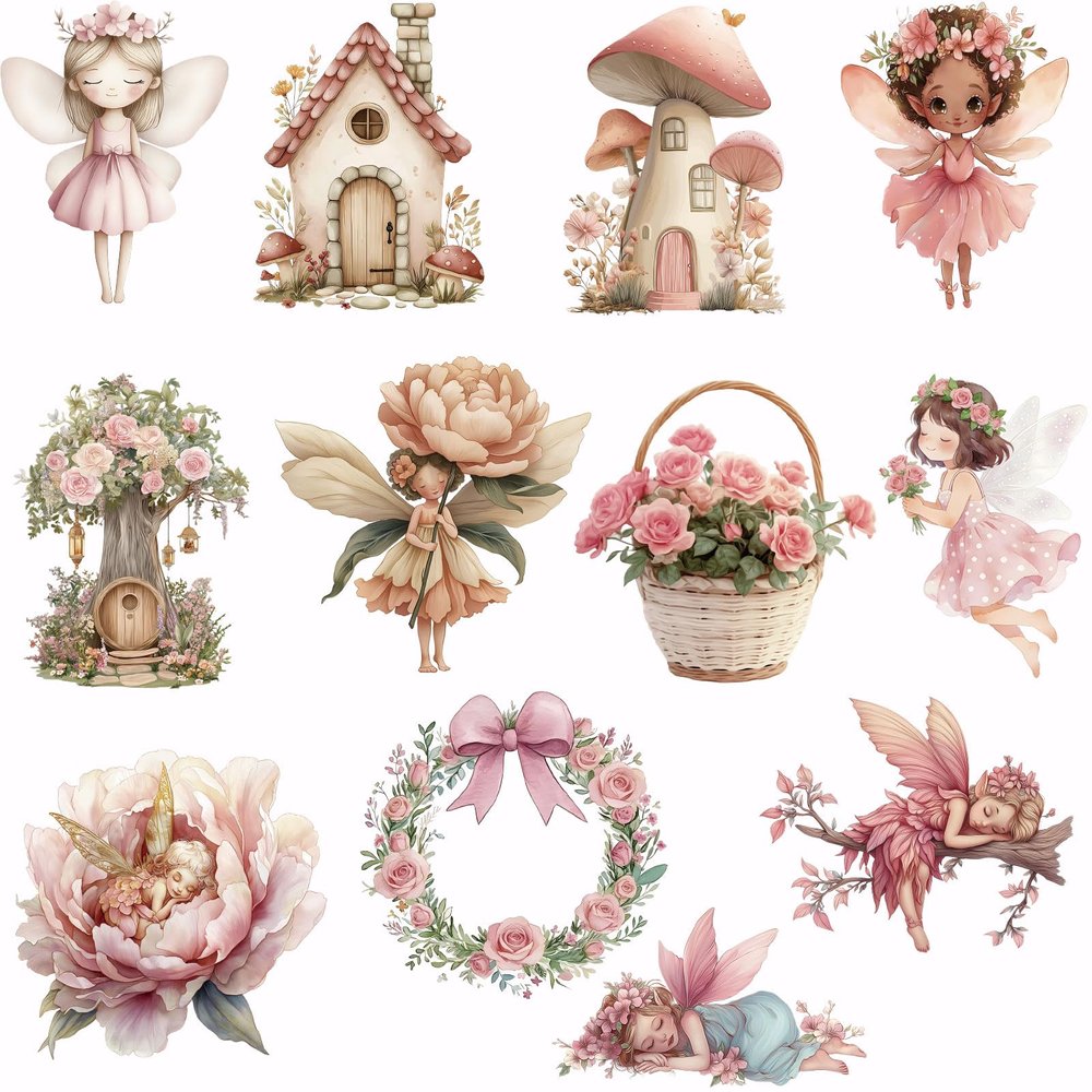 SUPERDANT 12-Pack Pink Fairy Iron-On Transfers