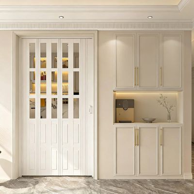 Pounjsd Accordion Folding Interior Door, White Sliding Door, 180–210 cm High