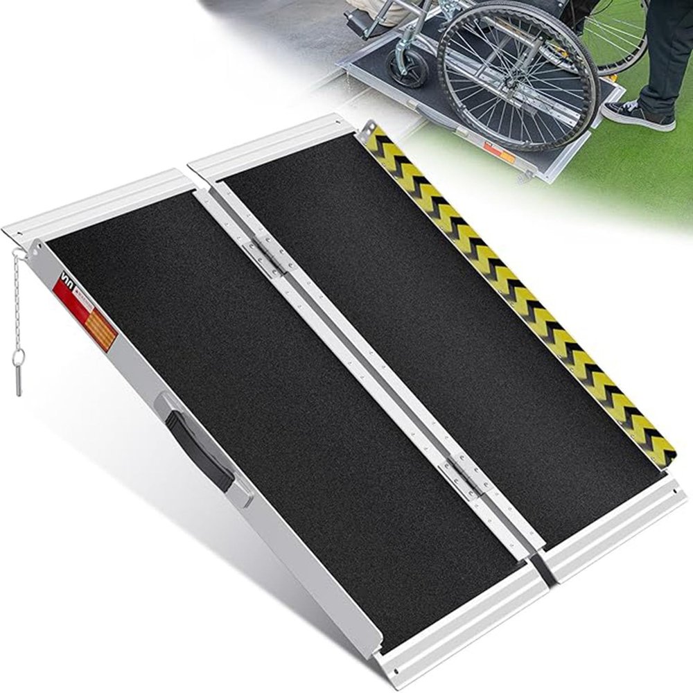 Portable Aluminum Wheelchair Ramp, Folding Threshold Ramp, 660 lb Capacity