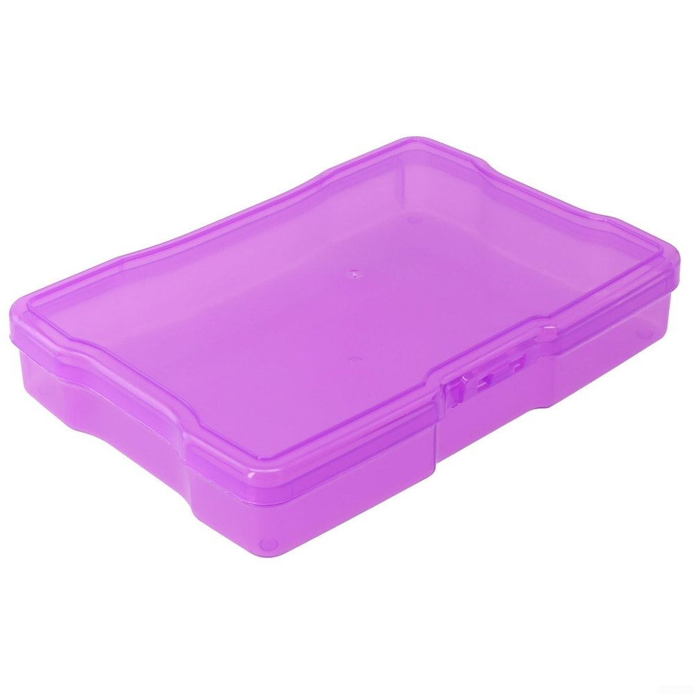 Photo Storage Box, 10.2 x 15.2 cm, High Capacity, PP Case with Handle and Buckle, Acid-Free, PVC-Free, for Photos, Crafts, Office Supplies, Stickers (Purple)