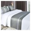 GHJrtHFJ Bed Runner, Gray Solid Bed Scarf with Stripe Pattern, Silky Soft Satin, for Hotel Rooms (Gray, 50 × 50 cm, with Core) view 1