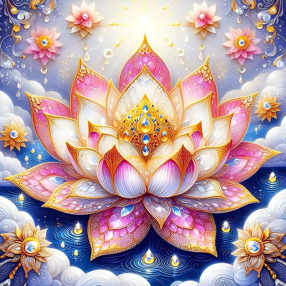 XWDYBDP DIY Golden Lotus Diamond Painting Kit