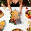 Generic Christmas Snack Tray - 11.81 Inch Serving Platter with Lid | Christmas Tree Gingerbread Man - Silicone PP Plastic Design for Cookies and Treats at Parties or Buffets. view 3