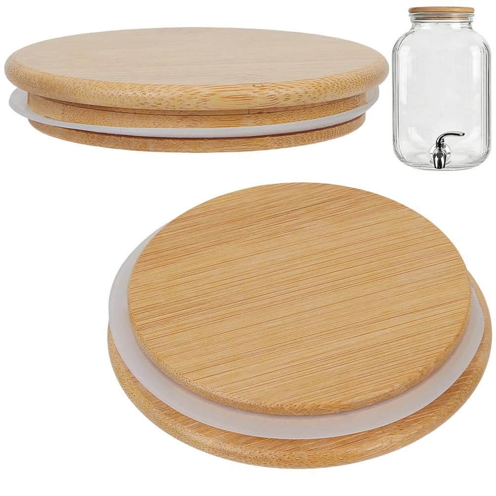 CREATCABIN 2-Pack Bamboo Jar Lids