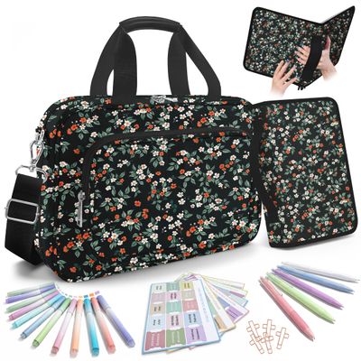 bolimoss Floral Bible Cover for Women with Pens, Highlighters and Cross Clips