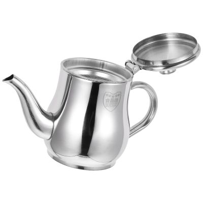 Beavorty Stainless Steel Oil Filter Pot with Strainer, 13 oz
