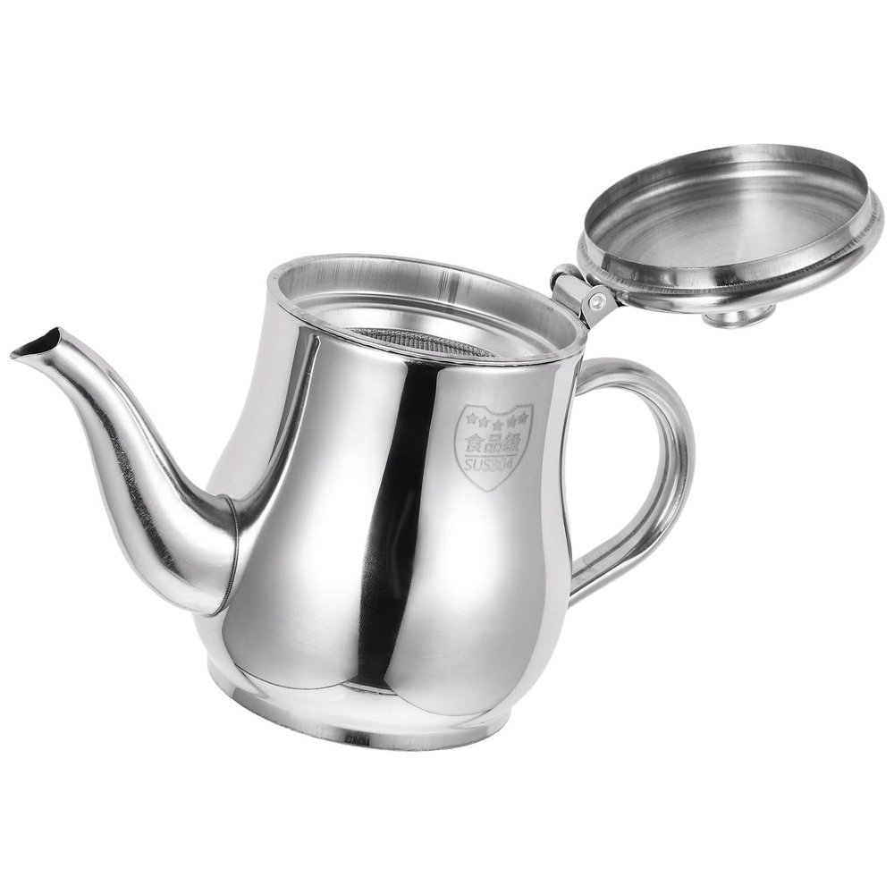 Beavorty Stainless Steel Oil Filter Pot with Strainer, 13 oz