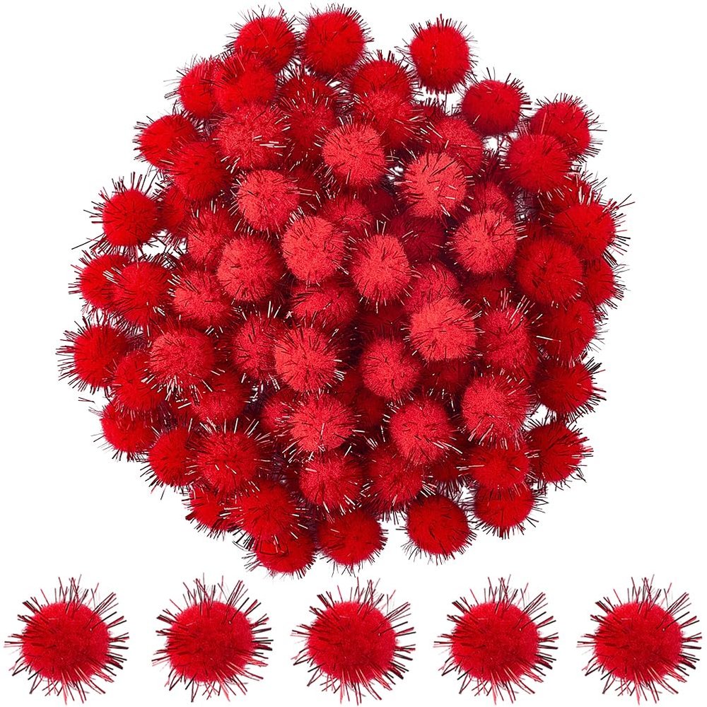 SUNNYCLUE 120 Pack 20mm Glitter Pom Poms