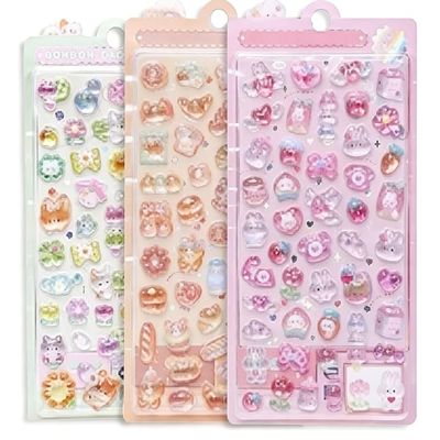 YEDPGUE 3D Sticker Set with Cute Pink Bunny Designs