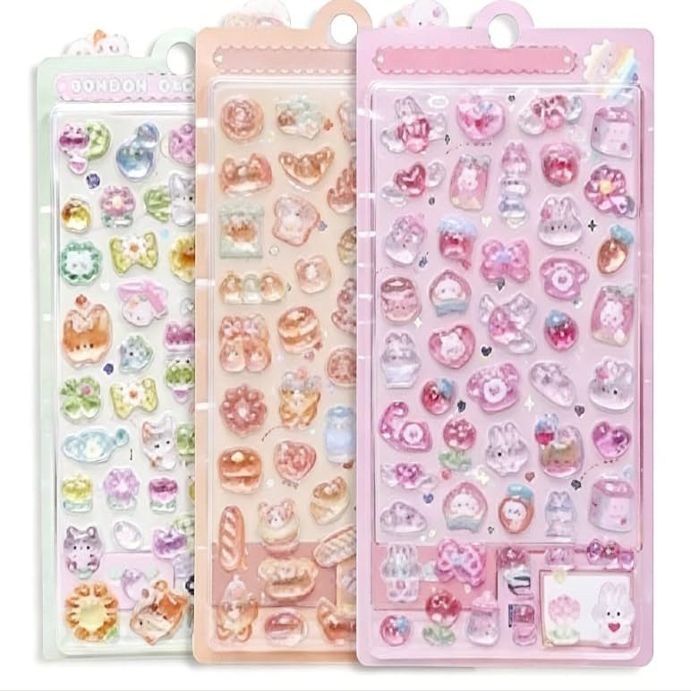 YEDPGUE 3D Sticker Set with Cute Pink Bunny Designs