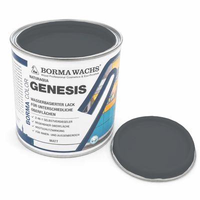 BORMA WACHS GENESIS All-in-One Paint for Wood, Metal, Plastic, Tile & Glass, Water-Based, Interior/Exterior, High Coverage, Color 7016, 2.5 L