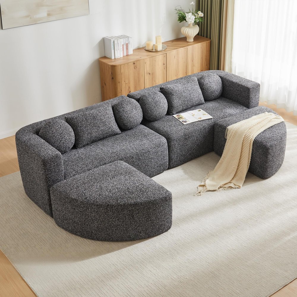 ZIDEY Modular Sofa Bed, Cloud Couch with Cushions, Chenille, No Assembly