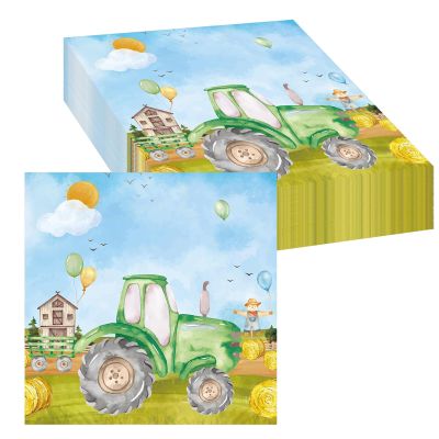 20 Tractor Napkins for Kids' Birthday