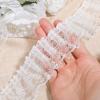 Double Layer Ruffled Lace Trim, 5 Yards White Lace Ribbon view 1