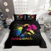 Homewish Handball Microfiber Bedding Set, 155 x 220 cm, Colorful Splatter Design, Player Silhouette, 1 Pillowcase view 1