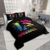 Homewish Handball Microfiber Bedding Set, 155 x 220 cm, Colorful Splatter Design, Player Silhouette, 1 Pillowcase view 2